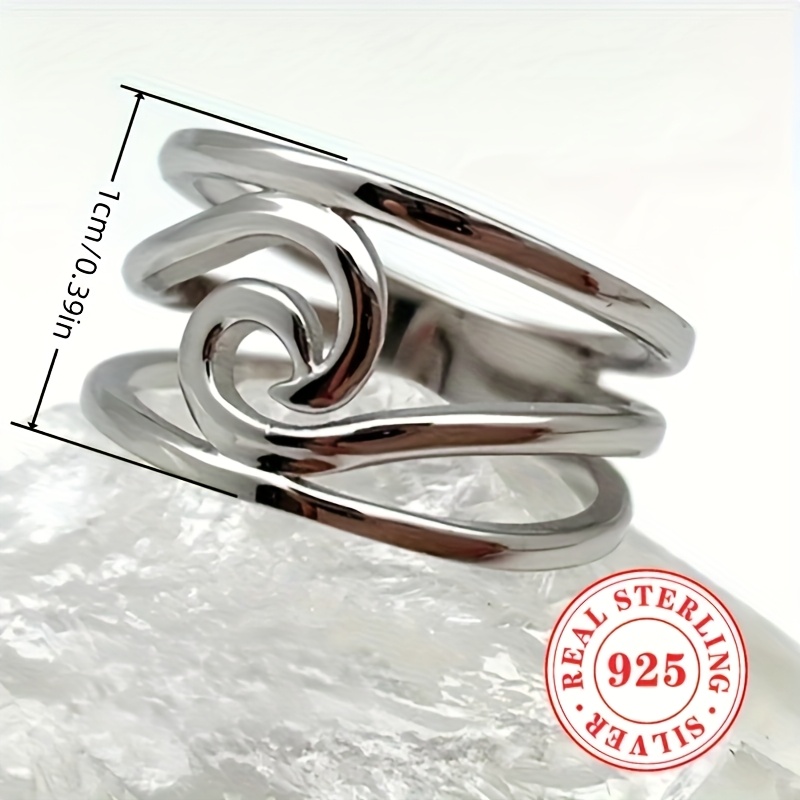 Women's S925 Pure Silver Retro Wide Face Ring